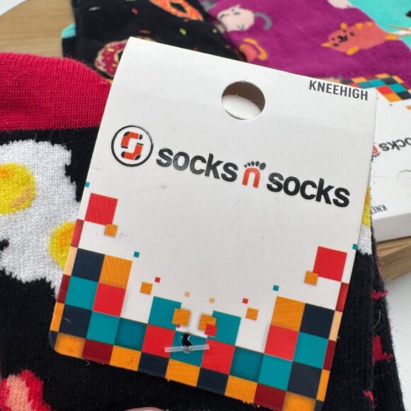 Socks n socks woman’s knee high graphic sushi fatty Cats Donuts bacon and eggs s - Picture 8 of 12
